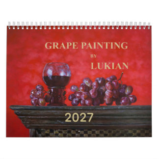 2027 Grape & Wine Still Life Art Wall Calendar