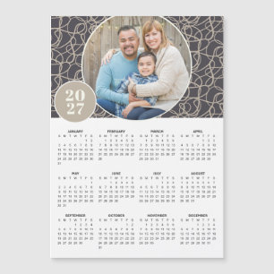 2027 Gray Beige Custom Photo Magnetic Calendar