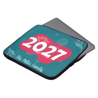 2027 Happy New Year Personalized Family Laptop Sleeve