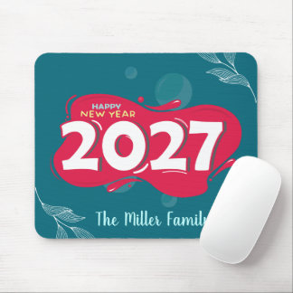 2027 Happy New Year Personalized Family Mouse Pad