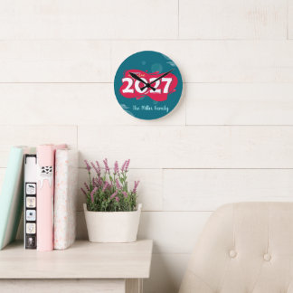 2027 Happy New Year Personalized Family Round Clock