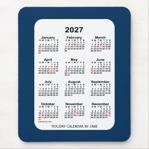 2027 Holiday Police Box Blue Calendar by Janz Mouse Pad