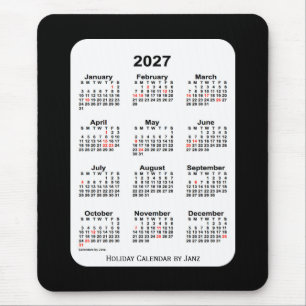 2027 Holiday Two Tone Black Calendar by Janz Mouse Pad