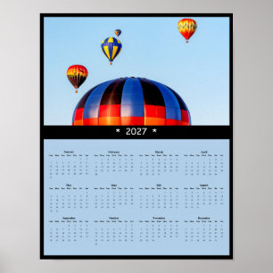 2027 Hot Air Balloon Wall Calendar - Sky Colors Poster