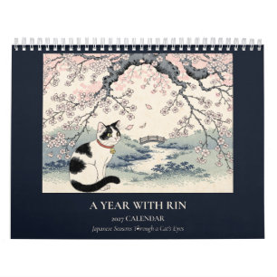 2027 Japanese Cat Art Wall Calendar A Year with