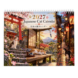 2027 Japanese Cat Wall Calendar