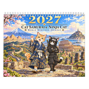 2027 Japanese Cats World Heritage Wall Calendar