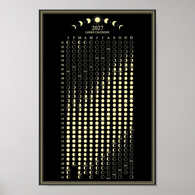 2027 Lunar Cycles Minimalist Moon Phase Calendar Poster (Front)