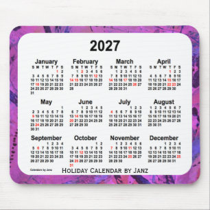 2027 Magenta Holiday Art Calendar by Janz Mouse Pad
