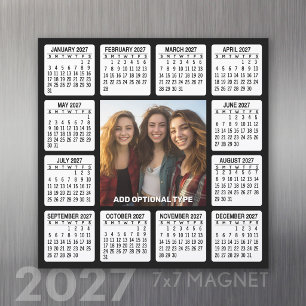 2027 Magentic Calendar Square with Photo Car Magnet