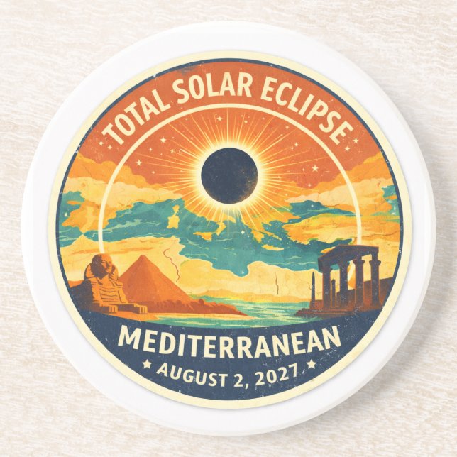 2027 Mediterranean Solar Eclipse Coaster (Front)