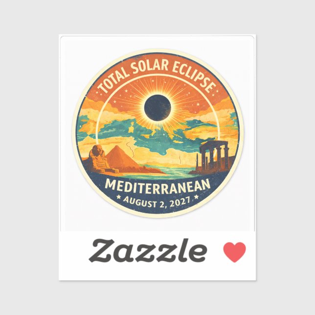 2027 Mediterranean Solar Eclipse Sticker (Sheet)