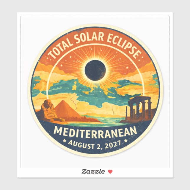 2027 Mediterranean Solar Eclipse Sticker (Sheet)