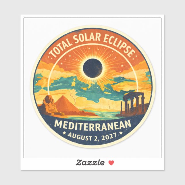 2027 Mediterranean Solar Eclipse Sticker (Sheet)