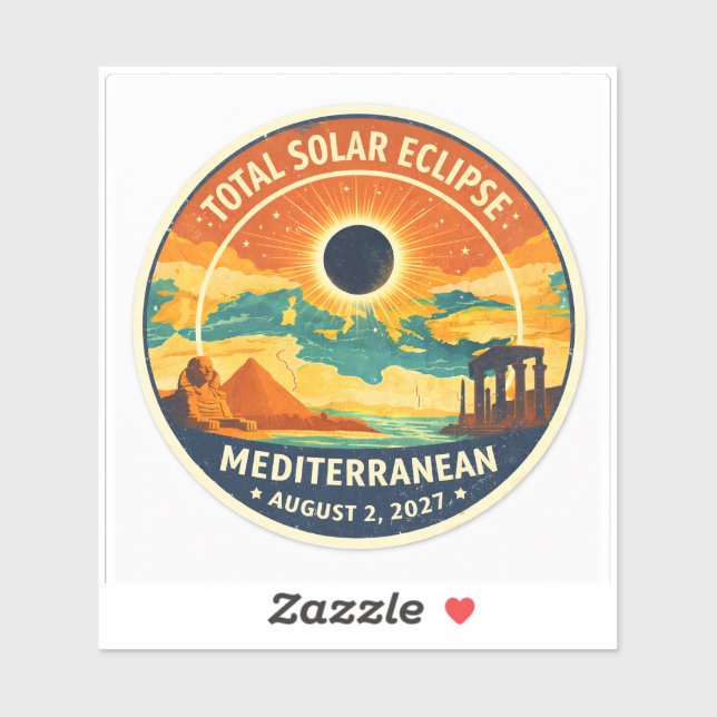 2027 Mediterranean Solar Eclipse Sticker (Sheet)