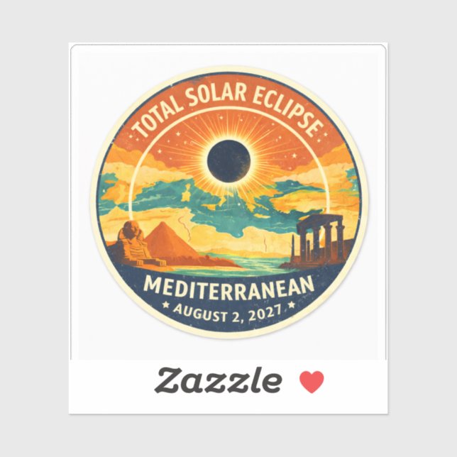 2027 Mediterranean Solar Eclipse Sticker (Sheet)
