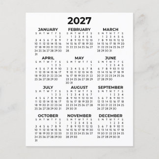 2027 Minimalist Full Year View Calendar