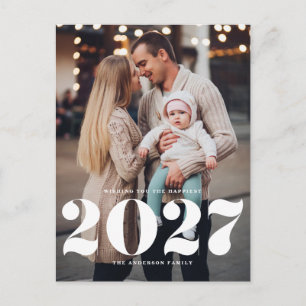 2027 Modern Bold Typography Vertical New Year Holiday Postcard