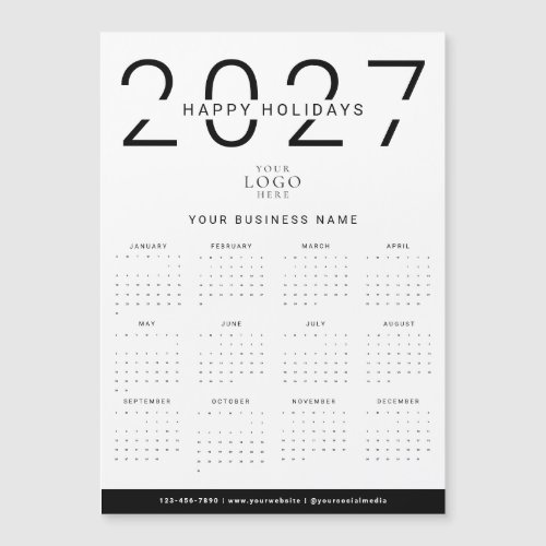 2027 Modern Calendar Business Logo Holiday Magnet
