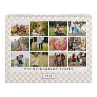 2027 Modern Checkerboard Custom Photo Calendar