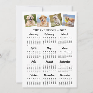 2027 Modern Full Year 12 Month Calendar 4 Photos  Holiday Card