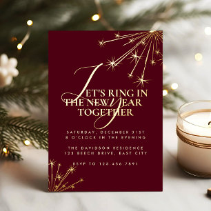 2027 Modern Minimal Typography New Years Party Foil Invitation