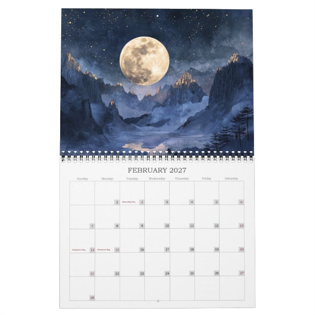 2027 Moon Views Full Moon Lunar Art Calendar | Zazzle