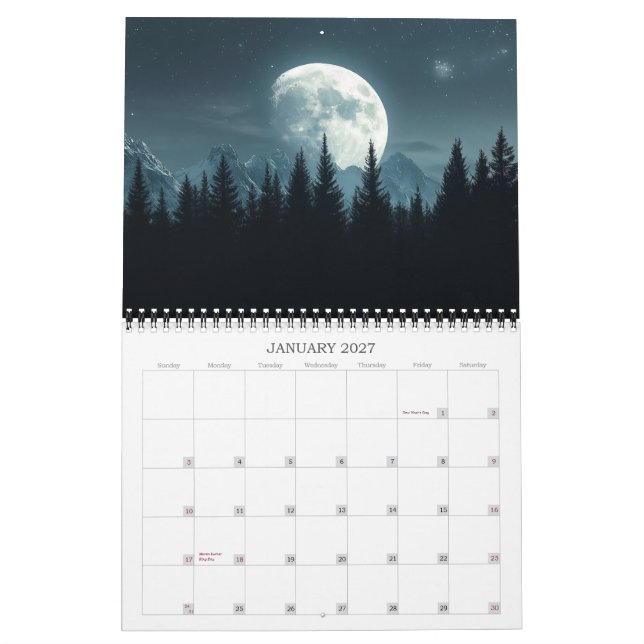 2027 Moon Views Full Moon Lunar Art Calendar