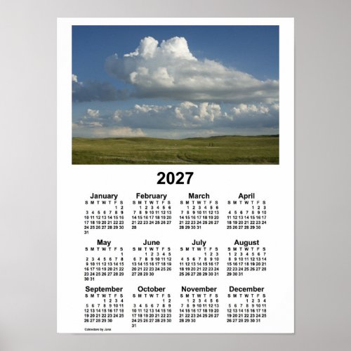 2027 Nebraska Sandhills Calendar by Janz Poster
