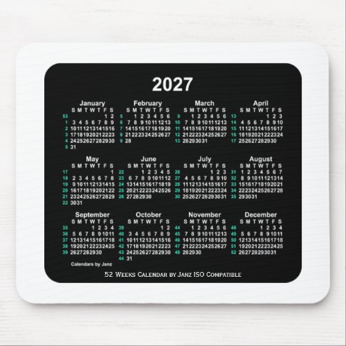 2027 Neon 52 Weeks ISO Calendar by Janz Two Tone Mouse Pad