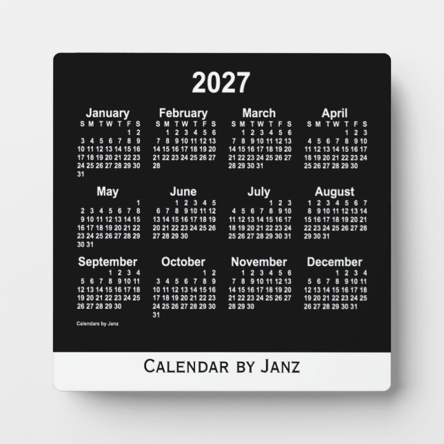 2027 Neon White Desk Calendar by Janz Plaque (Front)