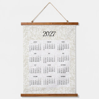 2027 Neutral baroque calendar Hanging Tapestry