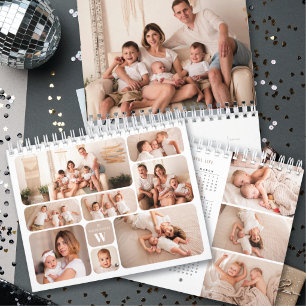 2027 New Year Family Name Monogram 8 Photo Collage Calendar