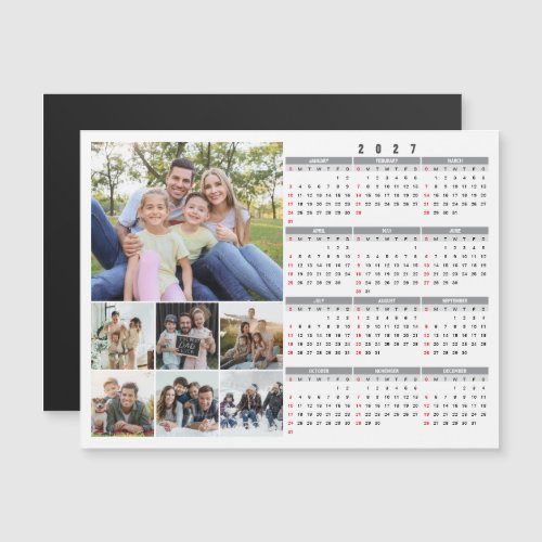 2027 New Year Family Photos Calendar Magnetic Card