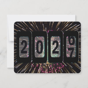 2027 New Year Party Odometer and Fireworks Invitation