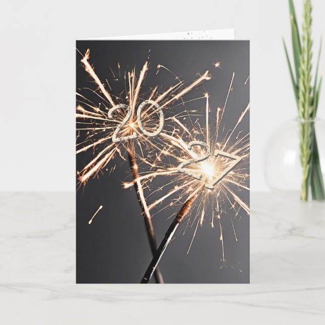 2027 New Year Sparklers Holiday Card (Front)