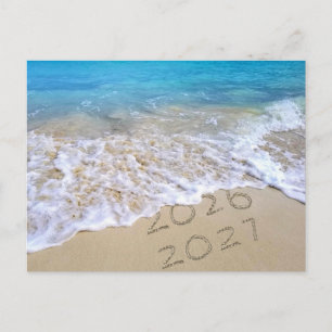 2027 New Year Tropical Ocean Beach Holiday Postcard