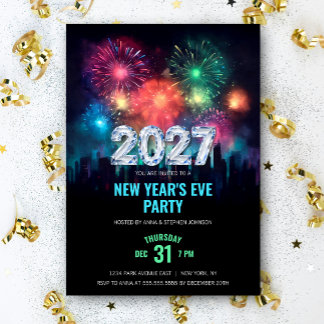 2027 New Year's Eve Party Elegant Fireworks Invitation