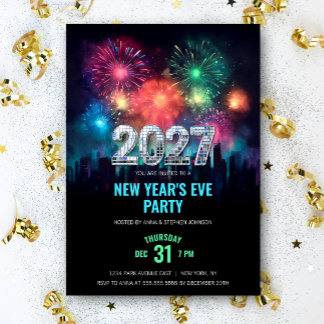2027 New Year's Eve Party Elegant Fireworks Invitation