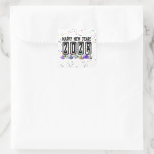 2027 New Years Odometer Square Sticker