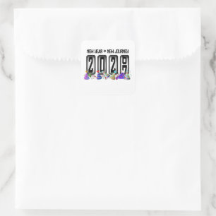 2027 New Years Odometer Square Sticker