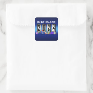 2027 New Years Odometer Square Sticker