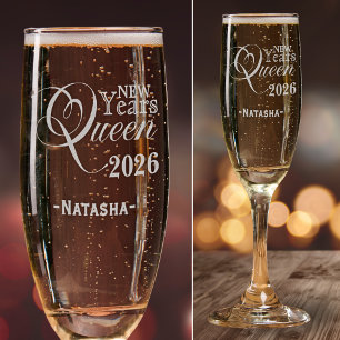 2027 New Years Queen Personalized Name Champagne Flute