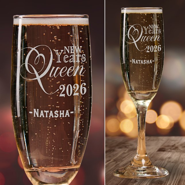 2027 New Years Queen Personalized Name Champagne Flute (2026 New Years Queen Personalized Name Champagne Flute)