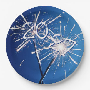 2027 New Years Sparklers Paper Plates