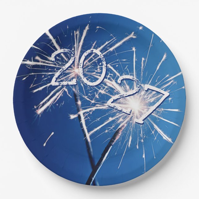 2027 New Years Sparklers Paper Plates (Front)