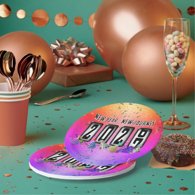 2027 Odometer New Years Party Paper Plates (Multi)