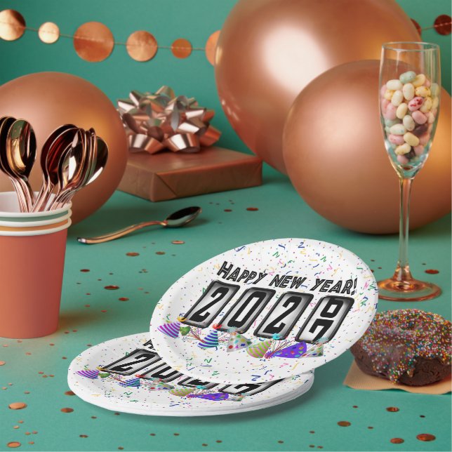 2027 Odometer New Years Party Paper Plates (Multi)