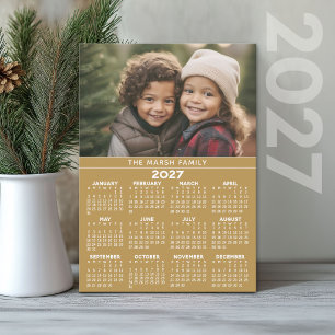 2027 Photo Calendar Year - Gold Holiday Card
