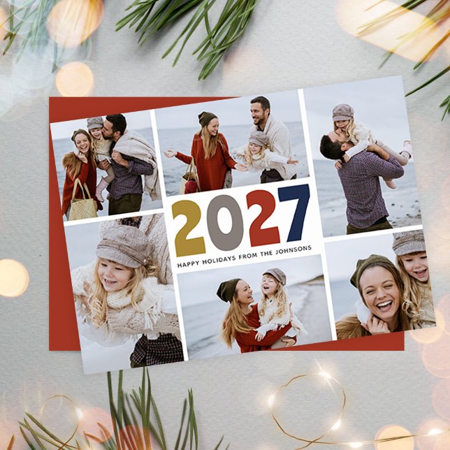 2027 Photo Collage Christmas Modern Family Holiday Card (2027 Photo Collage Christmas Modern Family Holiday Card)